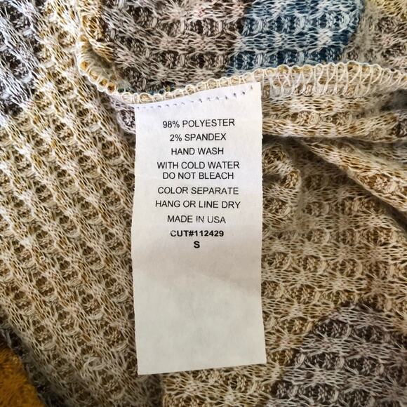 Bibi NWOT Pumpkin Blue Nutmeg Cheetah Long Sleeve Scoop Neck Top Small - Picture 13 of 14